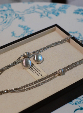 vintage toccata Monet 莫奈 银色 超长项链 耳夹