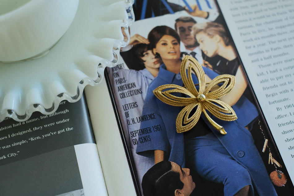 艺伎的胭脂 vintage trifari 翠法丽 金色 树叶 胸针