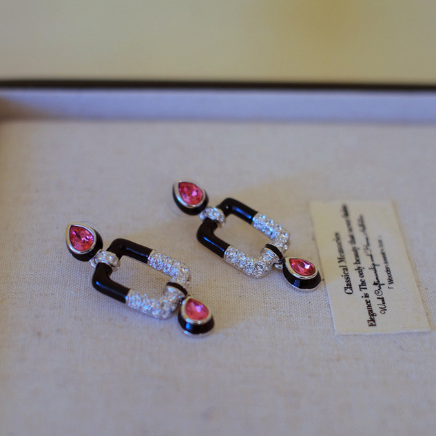 vintage toccata Nolan Miller 粉色 黑色 矩形 耳针 耳环,饰品/流行首饰/时尚饰品新,耳环,淘宝优惠券,粉丝福利购,淘宝优惠卷