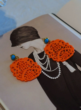 KJL 橙色耳环 预定专拍 3-5周发货