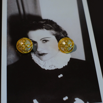 vintage toccata Carolee 金色 珍珠 摩登 耳针 耳环