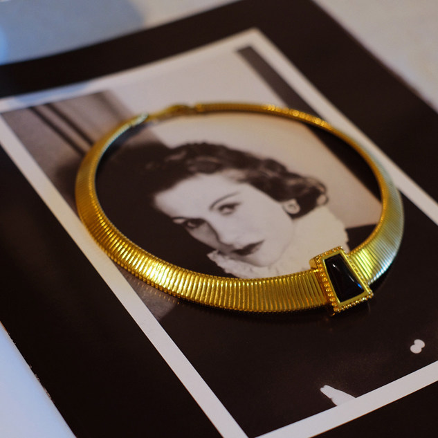 vintage toccata Monet 金色 黑色 几何 choker 项链