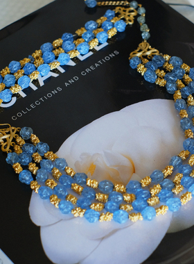 vintage toccata trifari 翠法丽 蓝色 熔岩 多层 项链 手链