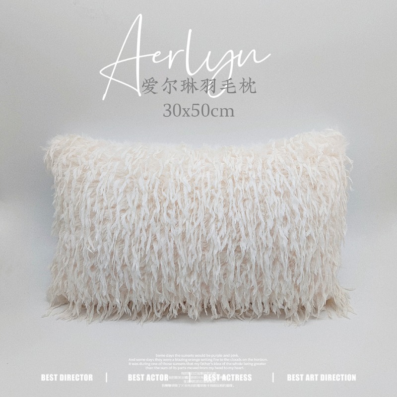 酒店别墅样板房软装靠垫网红款女神卧室白色羽毛抱枕车内腰靠枕套