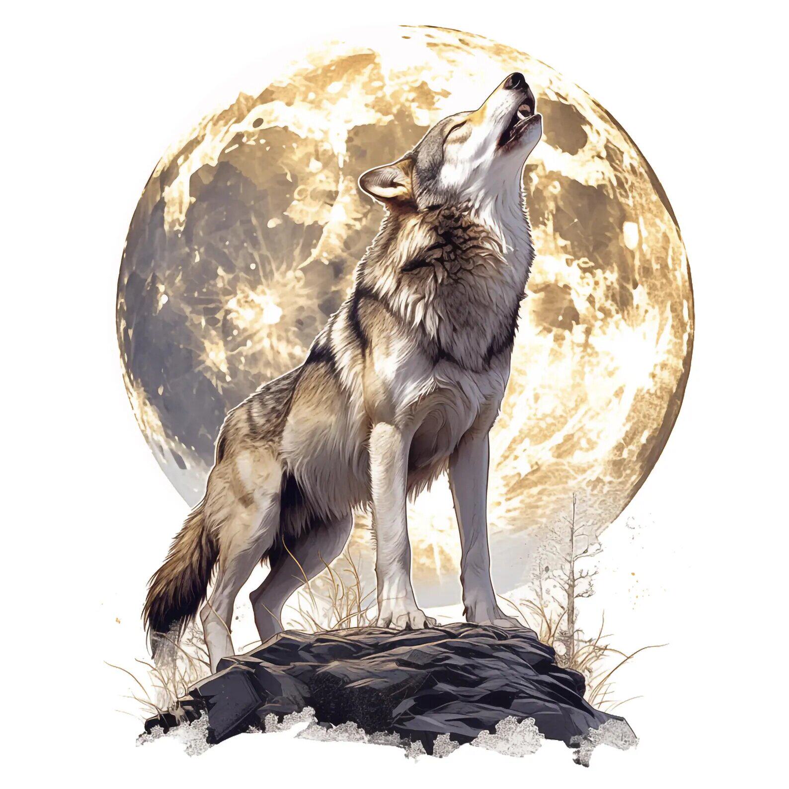 满月狼贴纸贴画家用餐厅厨房冰箱贴橱柜装饰自粘贴