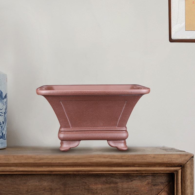 李记老紫泥高档四方飘口精品紫砂