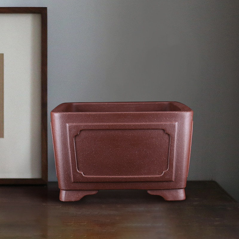 中号四方冯长根老桩原矿紫砂花盆