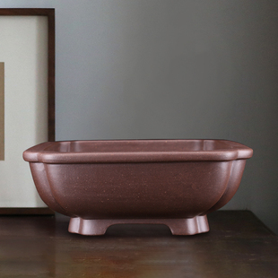 中号大号正四方抽角原矿老紫泥高档精品名家韩永钢紫砂盆顺丰 包邮