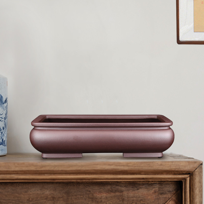 李记大号高端高档吴化明宜兴原矿老紫泥瘦长方蒲包口束口紫砂花盆,鲜花速递/花卉仿真/绿植园艺,花盆,淘宝优惠券,粉丝福利购,淘宝优惠卷