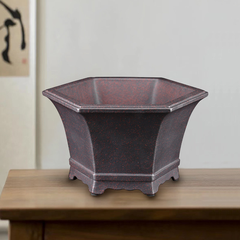 李记精品大号中号经典飘口高六方名家程良正六月雪云竹文竹紫砂盆