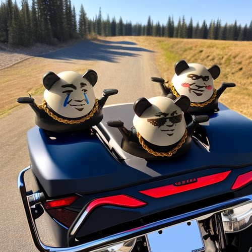 摩托车装饰公仔大金链摇头熊猫人