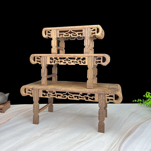 书桌实木翘头琴桌摆件 鸡翅木圆头条案模型桌面神台明清小供桌中式