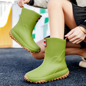 女式 女防水防滑时尚 雨鞋 成人女士雨靴女款 男 新款 加绒胶鞋 厚底水鞋