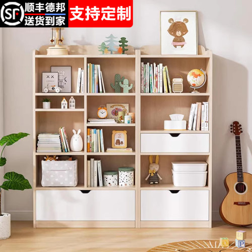 实木书架落地置物架学生家用书柜