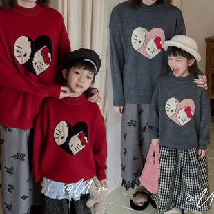 波拉韩国童装儿童加绒毛衣秋冬款男女童韩版圆领针织衫上衣羊毛衫
