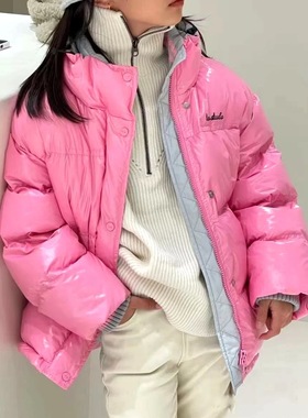 波拉韩国童装女童羽绒服2025新款儿童洋气白鸭绒外套中大童面包服