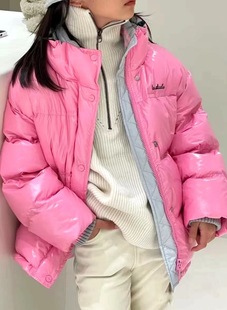 波拉韩国童装女童羽绒服2025新款儿童洋气白鸭绒外套中大童面包服