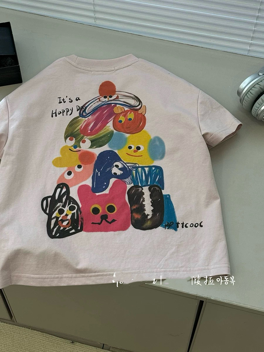 波拉韩国童装男女童短袖T恤衫2026夏季新款儿童休闲宽松半袖上衣