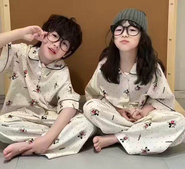 儿童家居服男女童短袖长裤春夏季新款儿童纯棉睡衣睡裤两件套装潮