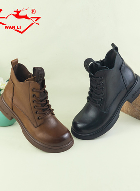 秋冬新款马丁靴复古真皮英伦风短靴冬季圆头牛皮革女鞋SRT6831