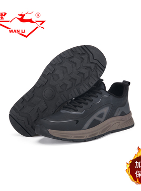 万里新款男士休闲运动鞋冬季薄绒保暖棉鞋系带款时尚平底BQT5255