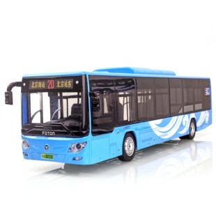 新品北京公交车模福田巴士祥云蓝单机20路公交模型1:43合金定制