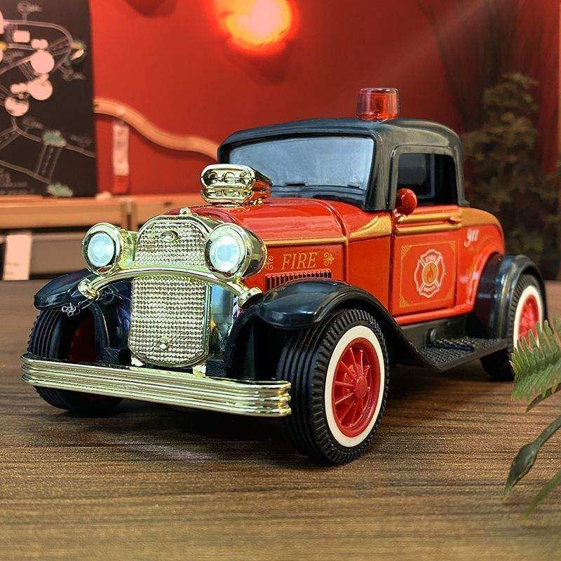 新款 经典Q版复古老爷车消防车儿童合金汽车仿真模型玩具巴士公交,模玩/动漫/周边/娃圈三坑/桌游,火车/摩托/汽车模型,淘宝优惠券,粉丝福利购,淘宝优惠卷