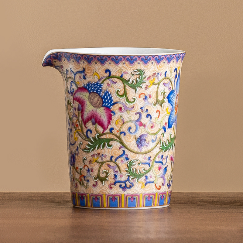 极素珐琅彩公道杯茶海家用泡茶分茶器中式陶瓷茶具配件公杯倒茶器