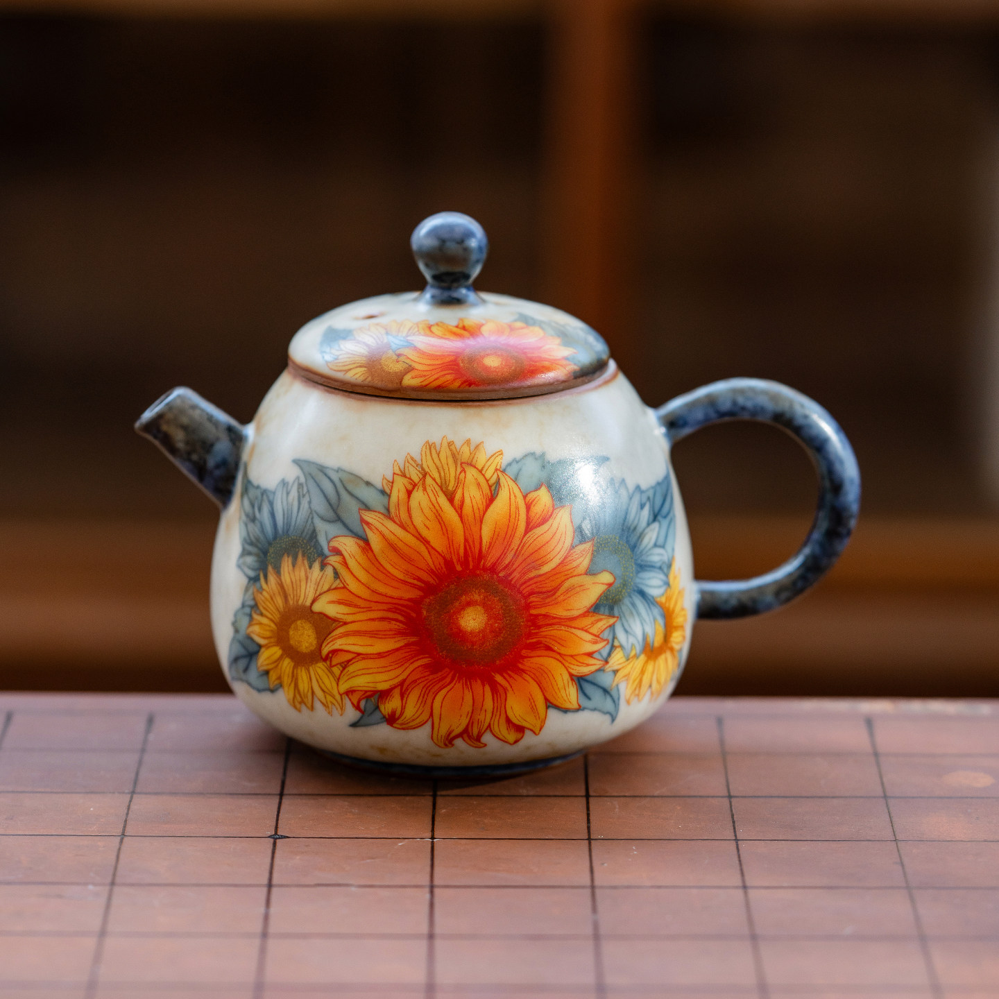 极素焦糖釉汝窑向阳花陶瓷泡茶壶家用茶水壶单壶高档茶具茶水分离