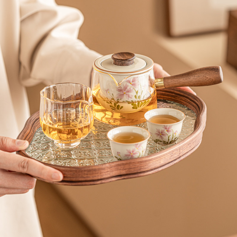 极素小雏菊侧把壶茶具套组家用功夫泡茶盘茶杯可携式户外旅行茶具,餐饮具,功夫茶具,淘宝优惠券,粉丝福利购,淘宝优惠卷