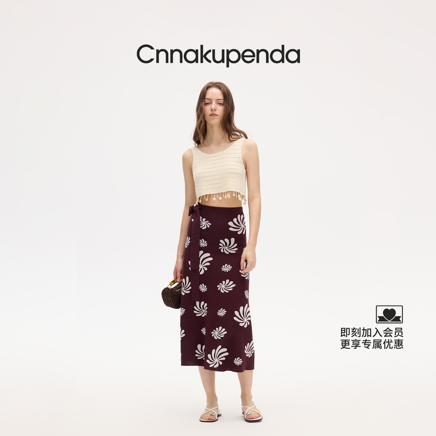 CNNAKUPENDA钩针上衣半裙