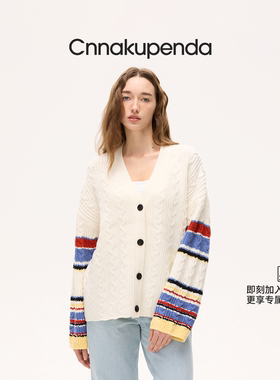 CNNAKUPENDA晴空虹霓针织开衫V领宽松彩虹袖休闲度假百搭