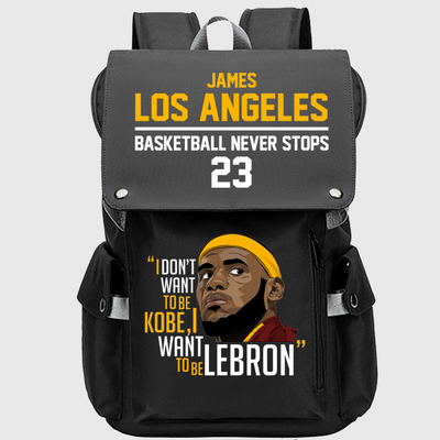 勒布朗詹姆斯23号球星书包湖人队印花卡通中小学生休闲双肩包背包