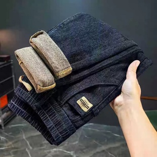 男士 子弹力牛仔裤 秋季 宽松休闲直筒长裤 干活穿 耐磨劳保工作裤 裤