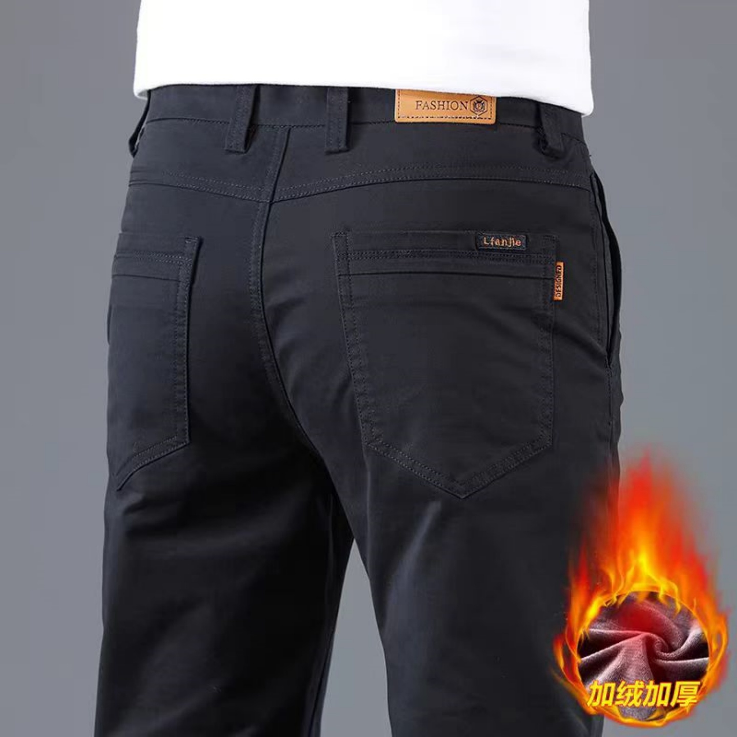 高端加绒休闲裤子男款秋冬季新款