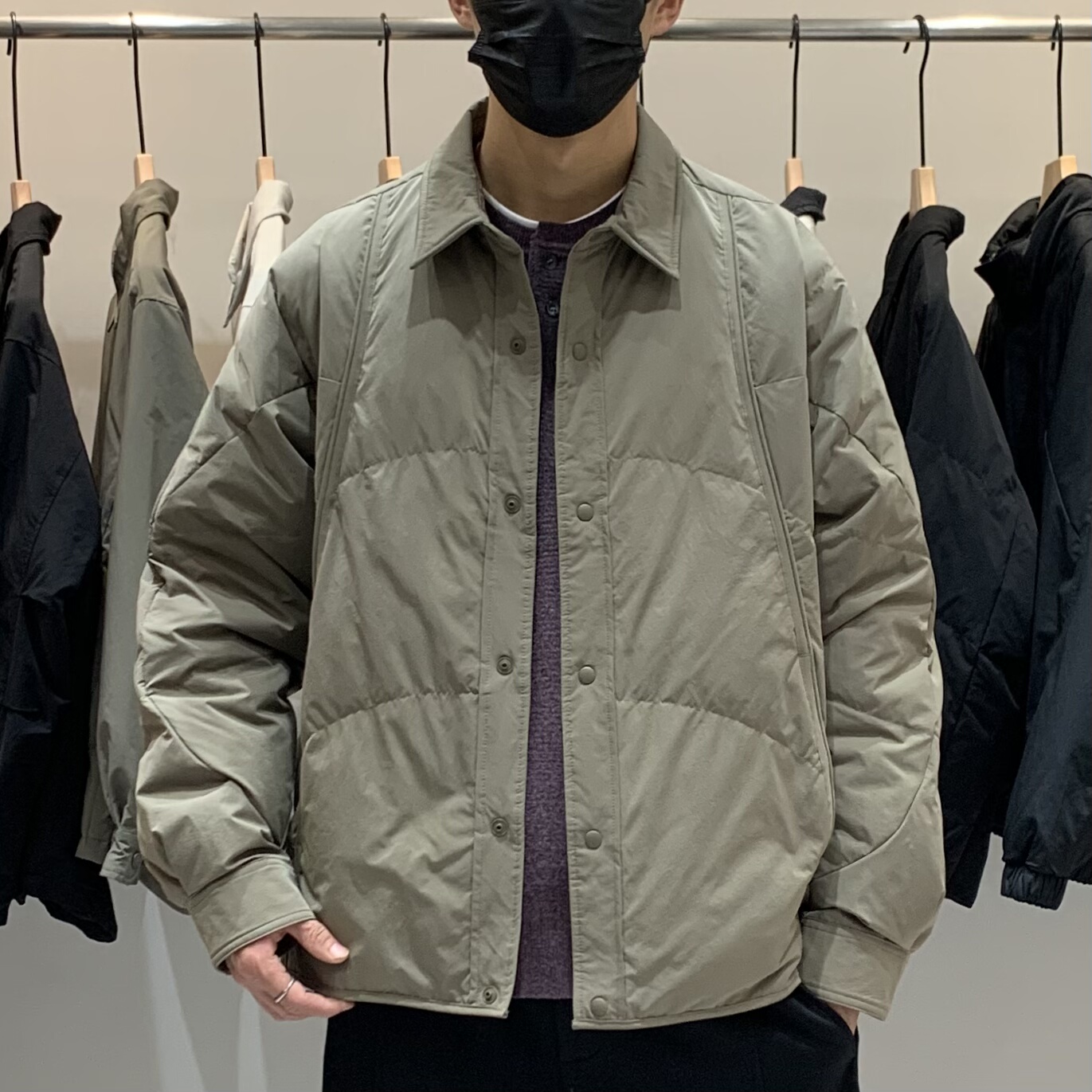 韩谷涉-冬季男士翻领轻薄羽绒服百搭潮流日系纯色休闲保暖羽绒衣