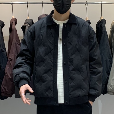 冬季男士设计感拼接针织轻薄款羽绒服休闲百搭90白鸭绒外套