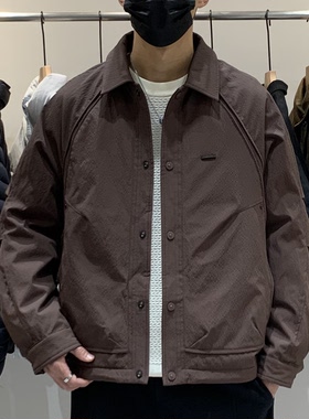 冬季韩版男翻领轻薄羽绒服百搭潮流时尚工装休闲高级感保暖羽绒衣