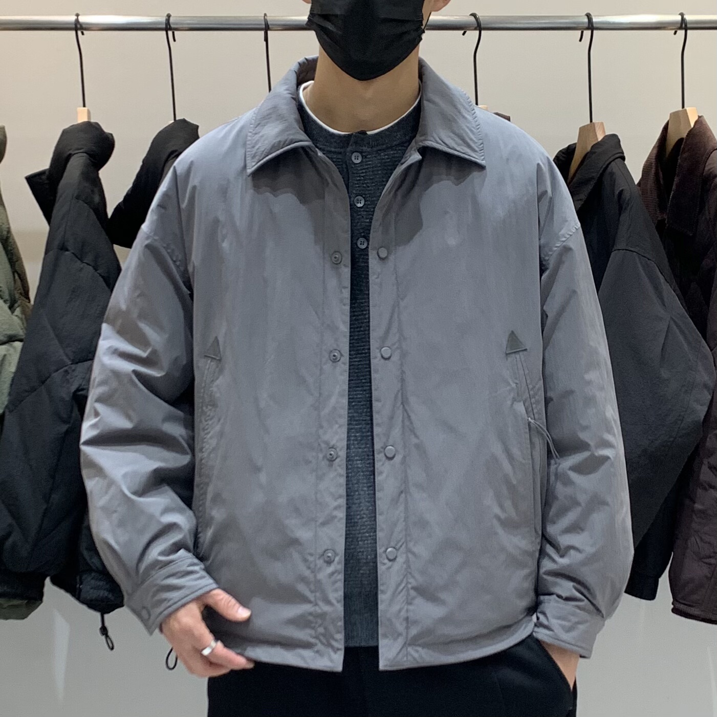 冬季韩版男翻领轻薄羽绒服百搭潮流日系工装时尚休闲保暖羽绒衣