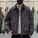 菱格纹休闲帅气保暖羽绒衣 男翻领羽绒服百搭潮流日系时尚 冬季 韩版