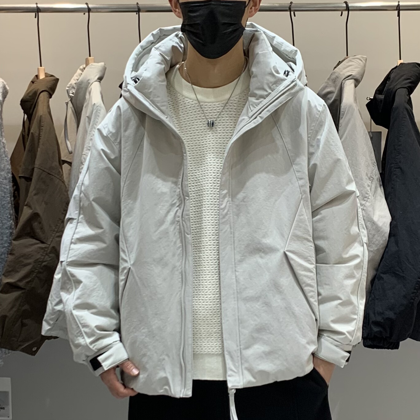 冬季韩版男士连帽羽绒服百搭潮流日系时尚简约设计感保暖羽绒衣