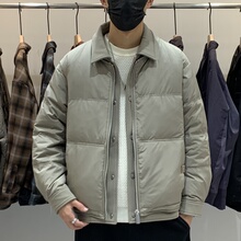 冬季男士翻领假两件羽绒服百搭潮流工装时尚高级感帅气保暖羽绒衣