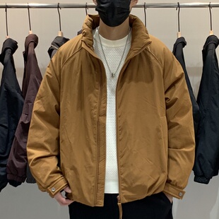 冬季男士立领羽绒服百搭潮流日系时尚休闲拼接刺绣90白鸭绒羽绒衣