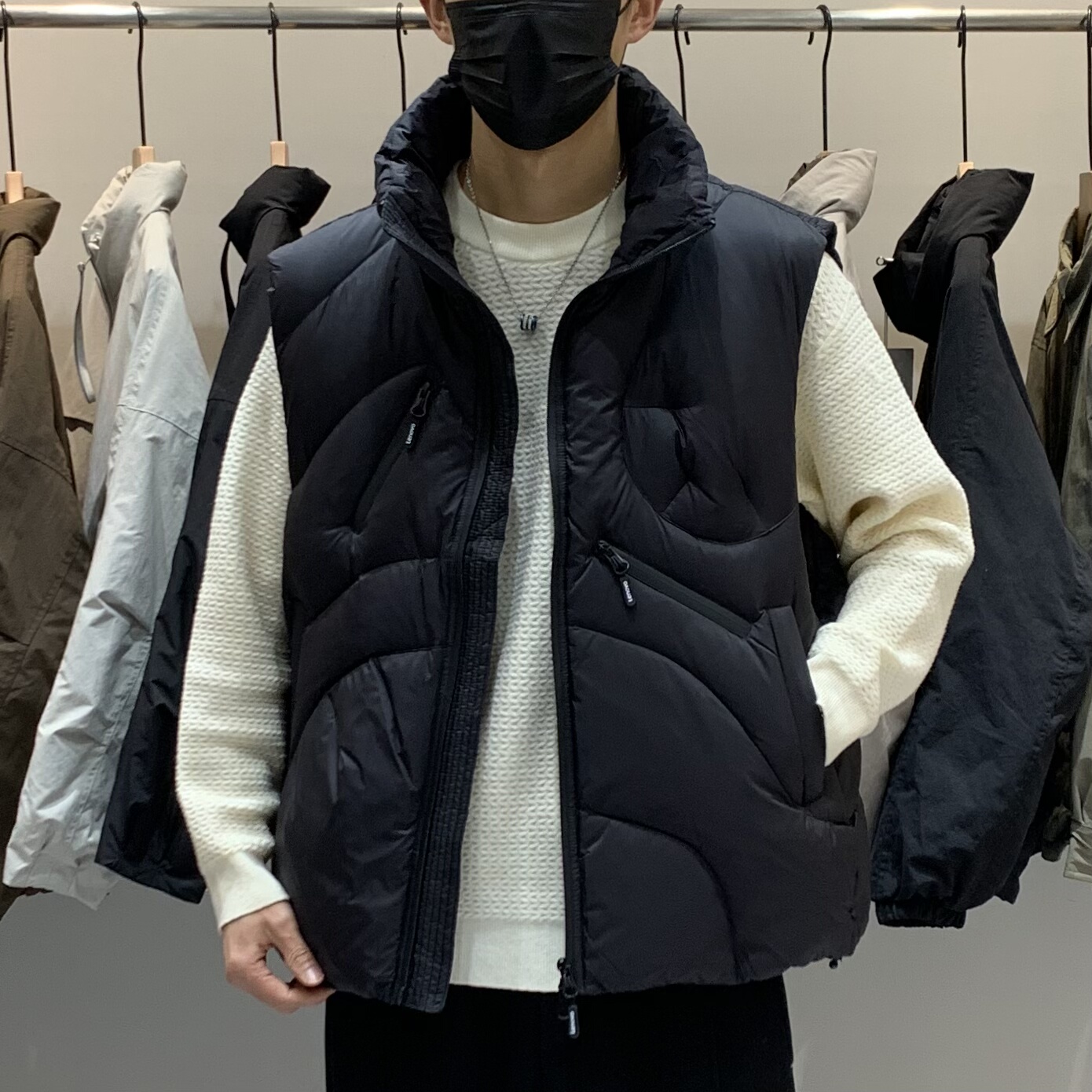 冬季韩版男立领羽绒马甲百搭潮流美式工装宽松痞帅设计感羽绒背心