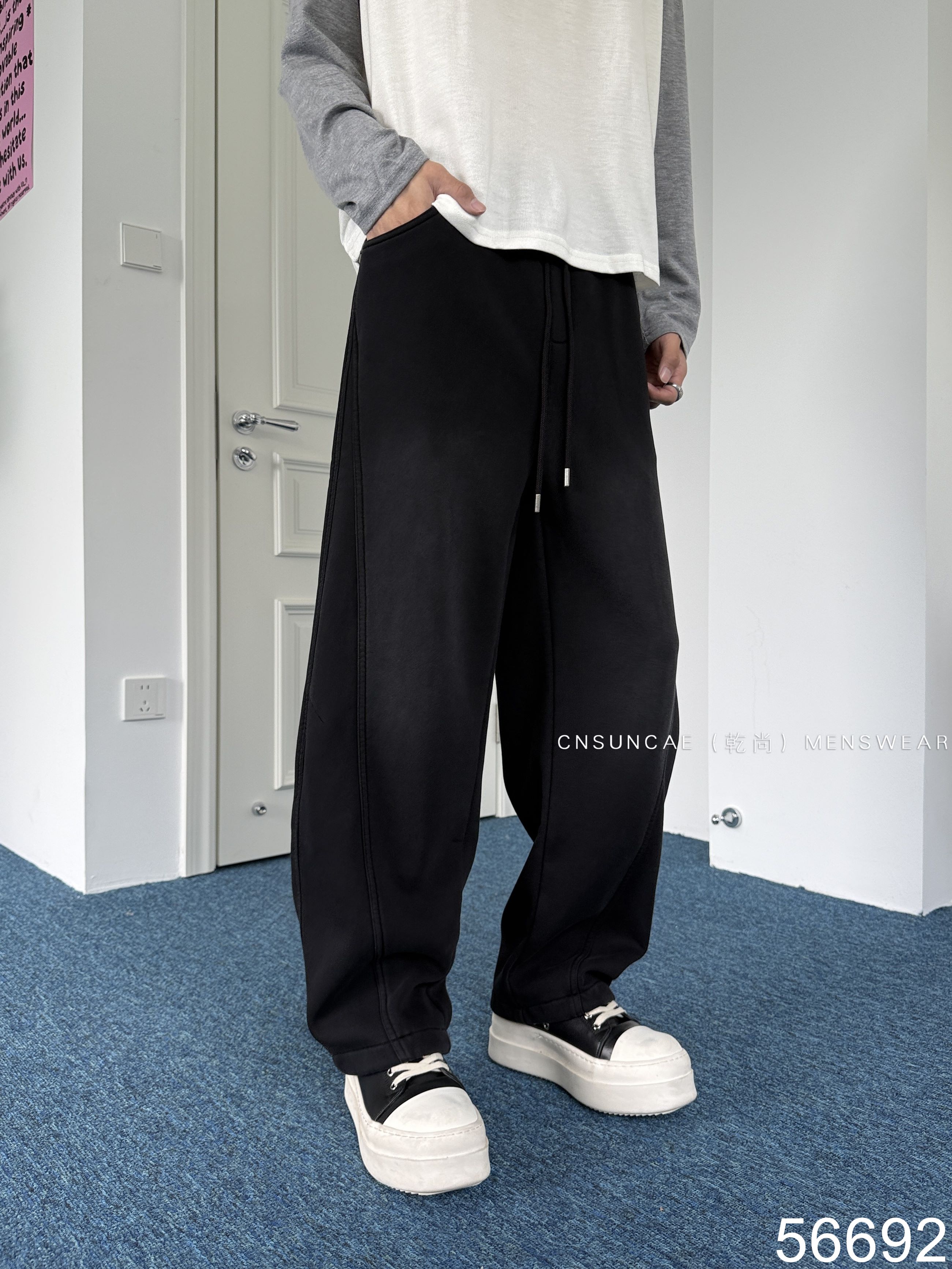 冬季韩版男士加绒加厚卫裤百搭潮流美式时尚休闲宽松保暖休闲裤