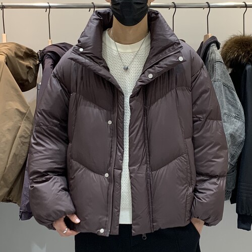 冬季男士泡芙立领90白鹅绒羽绒服百搭潮流美式时尚加厚保暖羽绒衣