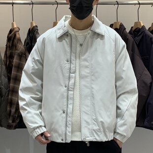 简约时尚 男翻领羽绒服百搭潮流美式 高级感痞帅保暖羽绒衣 韩版 冬季
