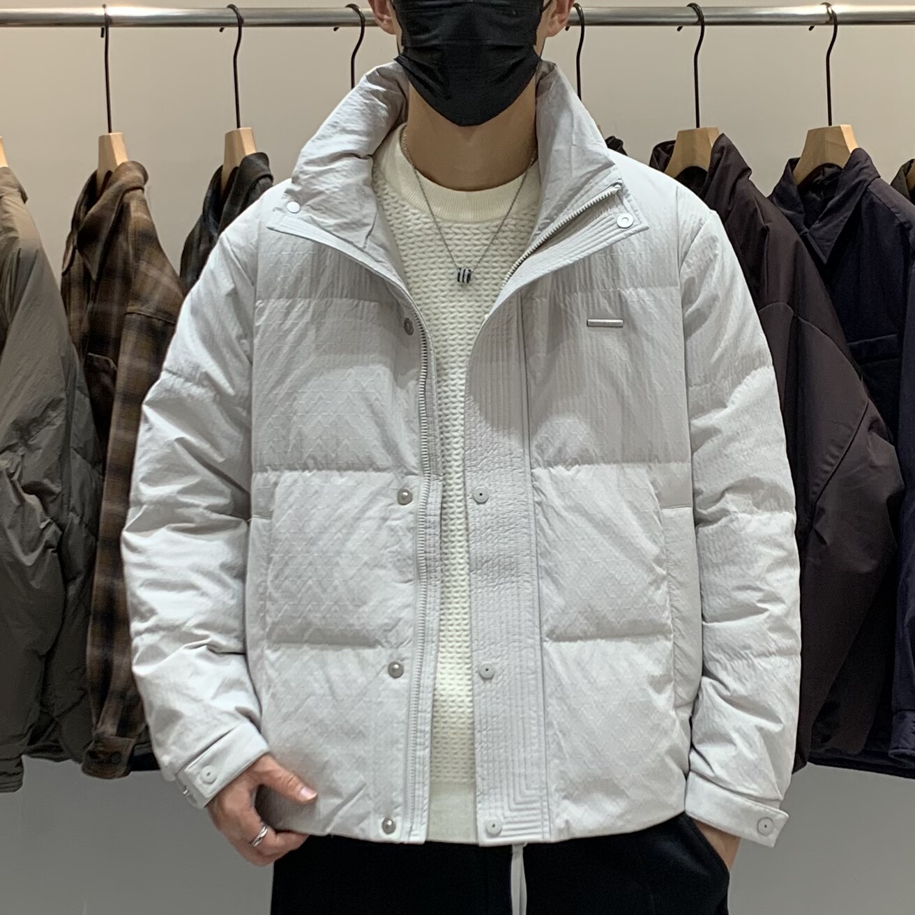 冬季韩版男立领羽绒服百搭潮流日系时尚肌理感休闲痞帅保暖羽绒衣