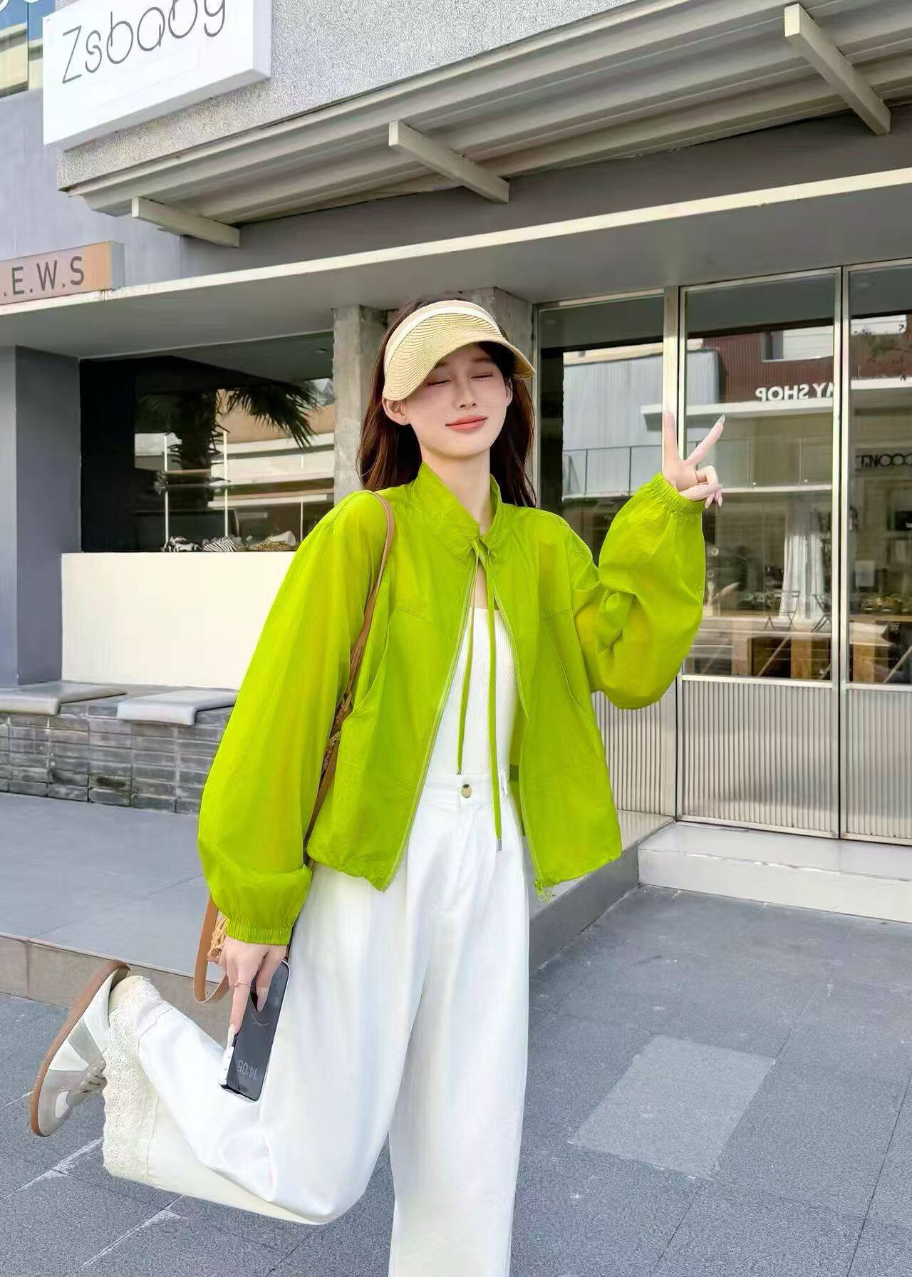 i+now2026年夏季新品专柜同款时尚百搭圆领拉链短款防晒衣外套女