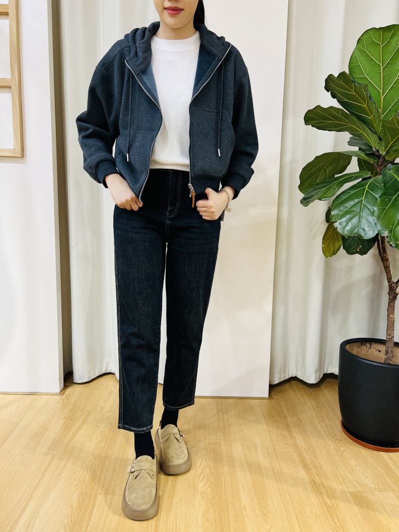 i+now品牌女装2025冬季新款时尚百搭九分小脚牛仔裤老爹裤